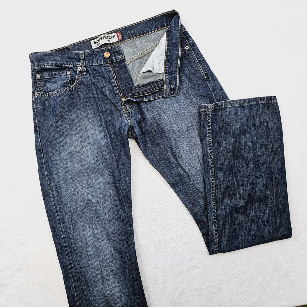 Levis 514 Slim Straight Jeans Mens 33x32 Blue Medium Wash Denim Casual Classic